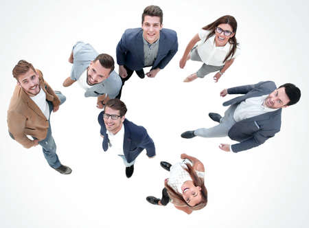 top view.a group of happy young peopleの写真素材