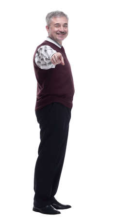 side view. attractive mature man looking at you.の写真素材