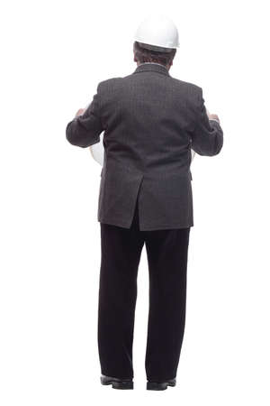 business man with drawings for a new project.の写真素材