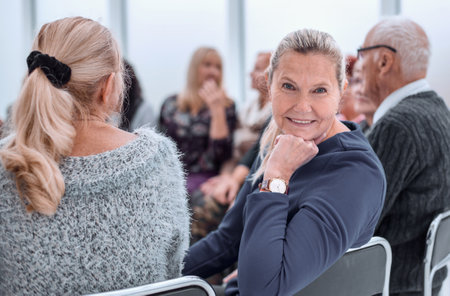 the long-awaited meeting of the elderlyの写真素材