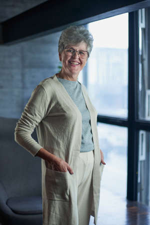 Portrait of beautiful senior woman with white hairの写真素材