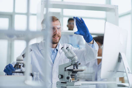 In a Modern Laboratory Research Scientist Conducts Experimentsの写真素材