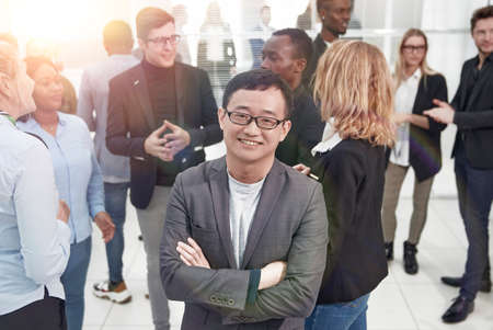 Portrait of nice cheerful elegant classy stylish trendy professiの写真素材