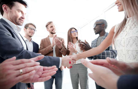 business team applauds business partnersの写真素材