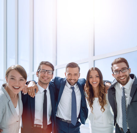 close up.portrait of a friendly business team.の写真素材