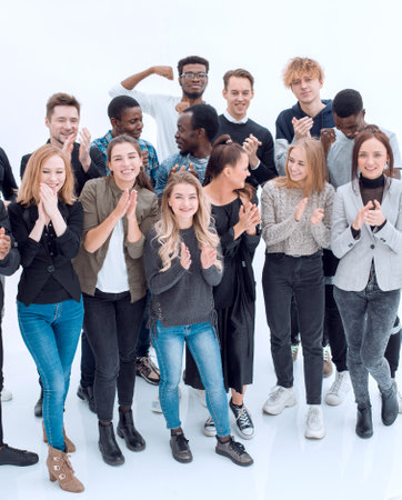 group of happy young people standing together.の写真素材