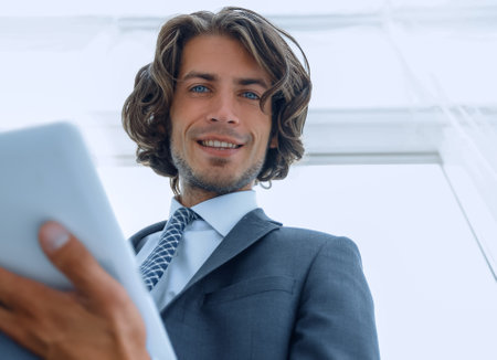 closeup .businessman working on the tablet.の写真素材