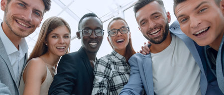 Group of people pointing at the camera and smiling - isolatedの写真素材