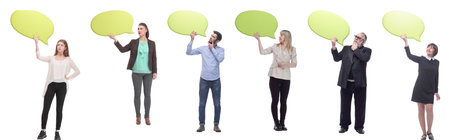 group of successful business people with commentsの写真素材