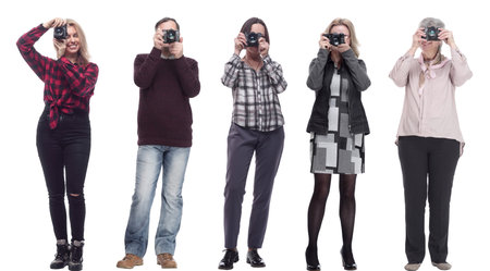 Many Double Twelve Group paparazzi photographers with camerasの写真素材