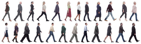 group of successful business people in motion isolatedの写真素材