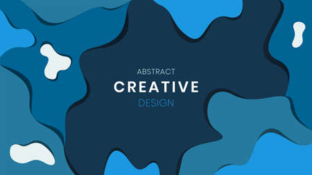 Abstract paper cut background design, with wave shape and blue color composition. Design for banner, wallpaper, presentation etc.のイラスト素材