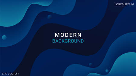 Blue abstract modern wallpaper, paper cut wave shape composition. Design for banner, backdrop,...