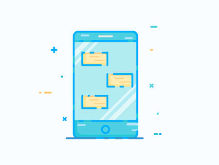 Smartphone flat design, communication and technology illustration concept.Can use for banner, logo, icon, presentation, infographic etc.のイラスト素材