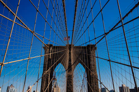 Brooklyn Bridge at Day light, New York United Statesのeditorial素材