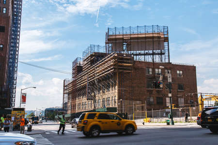 Traffic policeman directing cars in Hudson Yards, Manhattan New York, USAのeditorial素材