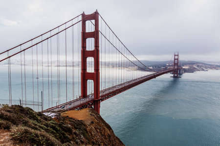 Cloudy day at Golden Gate Bridge from Golden Gate view point, San Francisco, CA USA