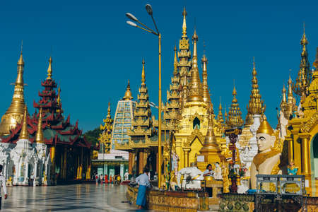 Yangon, Myanmar - FEB 19th 2014: Ordination ceremony at Shwedagon Pagodaのeditorial素材