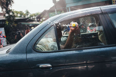 People and Tourists Join Songkran Water Festival In the middle of Chiang Mai | APR 13, 2013 | EDI CHENのeditorial素材