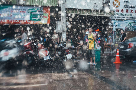 People and Tourists Join Songkran Water Festival In the middle of Chiang Mai | APR 13, 2013 | EDI CHENのeditorial素材