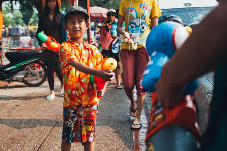 People and Tourists Join Songkran Water Festival In the middle of Chiang Mai | APR 13, 2013 | EDI CHENのeditorial素材