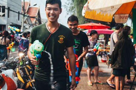People and Tourists Join Songkran Water Festival In the middle of Chiang Mai | APR 13, 2013 | EDI CHENのeditorial素材