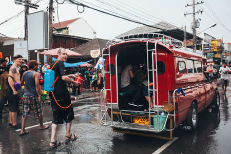 People and Tourists Join Songkran Water Festival In the middle of Chiang Mai | APR 13, 2013 | EDI CHENのeditorial素材