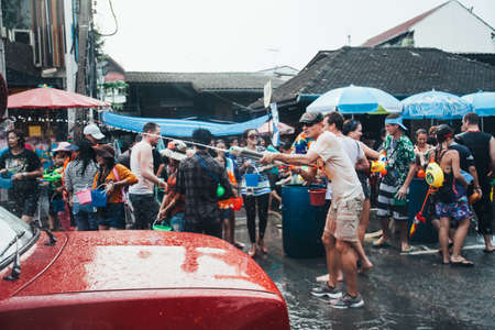 People and Tourists Join Songkran Water Festival In the middle of Chiang Mai | APR 13, 2013 | EDI CHENのeditorial素材