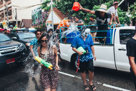 People and Tourists Join Songkran Water Festival In the middle of Chiang Mai | APR 13, 2013 | EDI CHENのeditorial素材