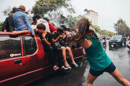 People and Tourists Join Songkran Water Festival In the middle of Chiang Mai | APR 13, 2013 | EDI CHENのeditorial素材