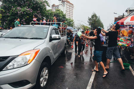 People and Tourists Join Songkran Water Festival In the middle of Chiang Mai | APR 13, 2013 | EDI CHENのeditorial素材