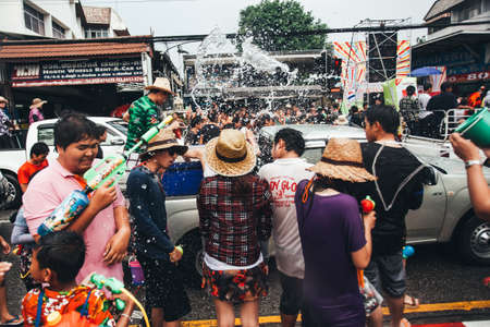 People and Tourists Join Songkran Water Festival In the middle of Chiang Mai | APR 13, 2013 | EDI CHENのeditorial素材