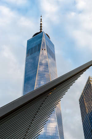 New York City / USA - JUN 20 2018: One World Trade Building in the Financial District of Lower Manhattan at sunriseのeditorial素材