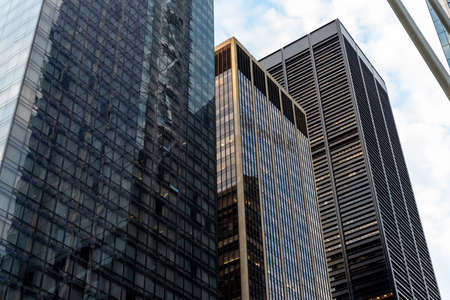 New York City / USA - JUN 20 2018: Office buildings in the Financial District of Lower Manhattan in New York Cityのeditorial素材