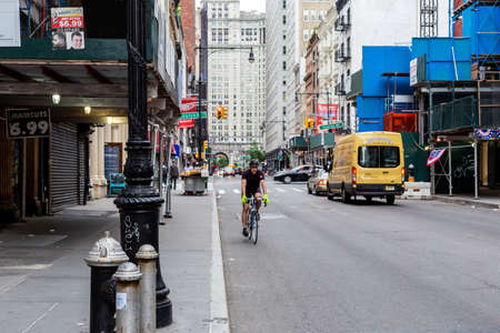 New York City / USA - JUN 20 2018: Skyscraper and old buildings in the TriBeCa of Lower Manhattan in New York Cityのeditorial素材