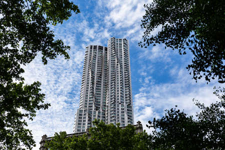 New York City / USA - JUN 20 2018: New York by Gehry in the Financial District of Lower Manhattan in...