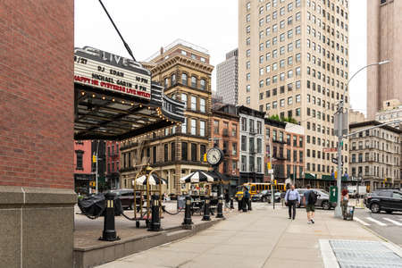 New York City / USA - JUN 27 2018: TriBeCa streets, and buildings facade, store, restaurant and cafe and apartments in Manhattanのeditorial素材