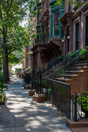 New York, City / USA - JUL 10 2018: Old Buildings of  Brooklyn Heights Neighborhood in New York Cityのeditorial素材