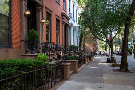New York, City / USA - JUL 10 2018: Old Buildings of  Brooklyn Heights Neighborhood in New York Cityのeditorial素材