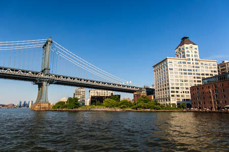 New York, City / USA - JUL 10 2018: Luxury Buildings and stores in Dumbo Brooklyn Bridge Park