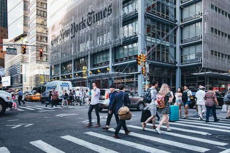 New York City / USA - JUL 13 2018: Rush hour traffic at seventh avenue in midtown Manhattanのeditorial素材
