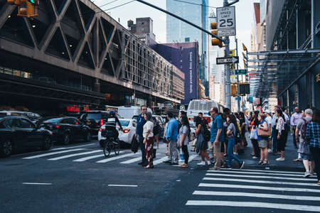 New York City / USA - JUL 13 2018: Rush hour traffic at seventh avenue in midtown Manhattanのeditorial素材