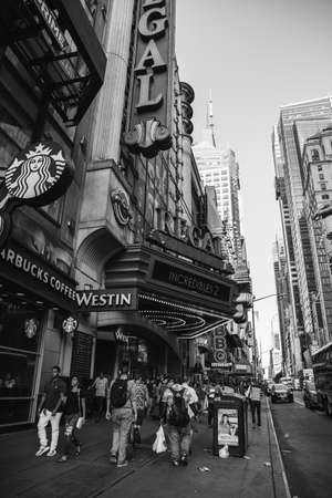 New York City / USA - JUL 13 2018: Times Square street view at rush hour in midtown Manhattan