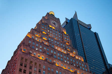 New York City / USA - JUL 13 2018: Looking up view of Paramount Building in midtown Manhattanのeditorial素材