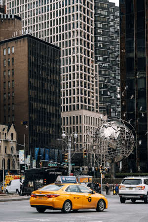 New York City - USA - Mar 18 2019: Morden skyscrapers and old buildings around Columbus Circleのeditorial素材