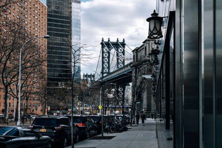 New York City - USA - Mar 19 2019: Pike Street view of Chinatown in Lower Manhattanのeditorial素材
