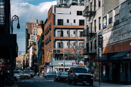 New York City - USA - Mar 19 2019: Ludlow Street view of Chinatown in Lower Manhattanのeditorial素材