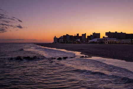 Brooklyn NY - USA - May 20 2019: Sunset on the beach of Luna Park in Coney Island New York Cityのeditorial素材