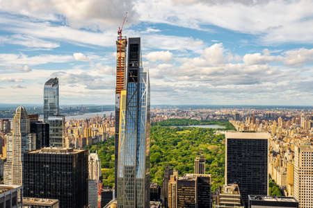 New York City - USA - May 24 2019: Up town and Central Park of New York cityscape view from rooftop Rockefeller Centerのeditorial素材