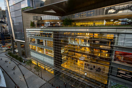 New York City - USA - Jul 2 2019: Modern architecture building Vessel spiral staircase is the...